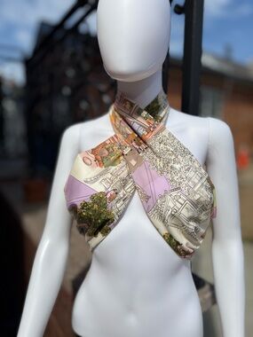 Scarf Tie Halter Top in Lavender and Cream